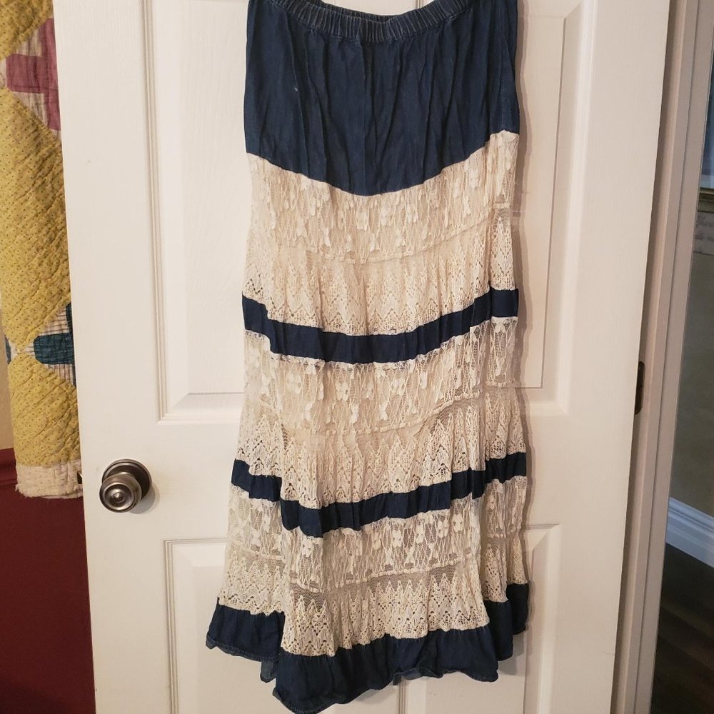 Denim and Lace Skirt
